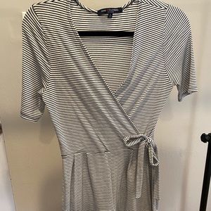 Romper- striped short romper with wrap tie